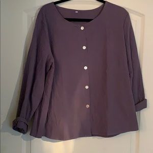 Linen grey button down too long sleeve